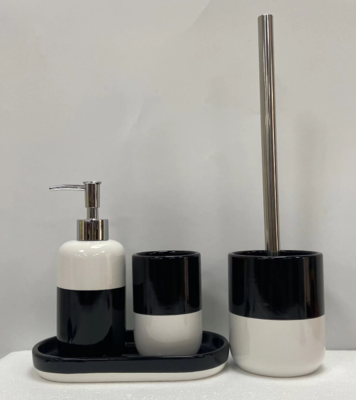 4pcs set polyresin bathroom accessory set white black